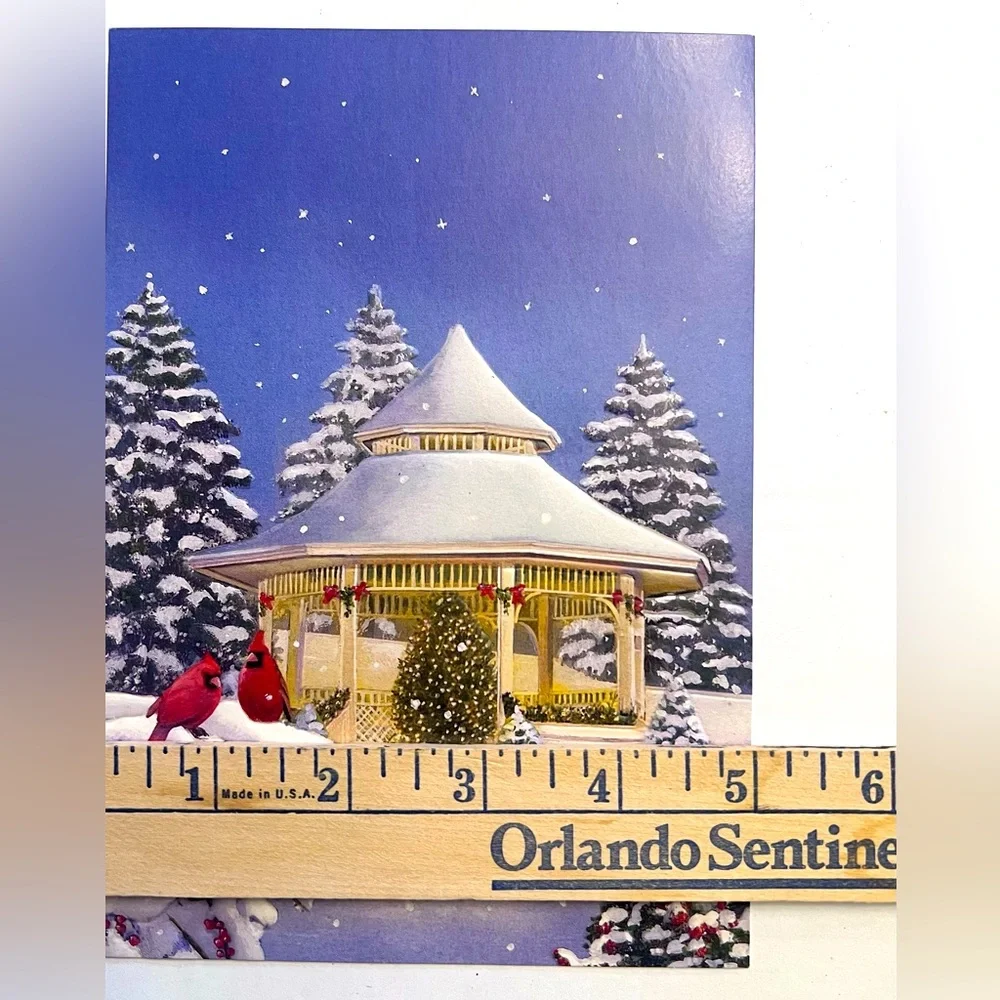 Fifteen Vintage Christmas Cards with Snowy Scene & 2 Cardinals by Festive Gazebo
